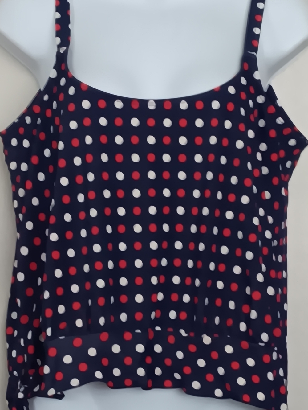 gabar Navy Polka Dot Spaghetti Strap Tankini Top   Red & White Dots Sz 16   VTG